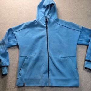 Adidas Hoodie Mens XL Light Blue Full Zip Athletic Sweatshirt Jacket Thumbhole